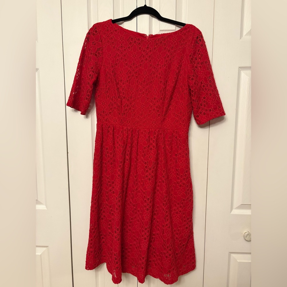Signature by Sangria Red Lace Midi Dress